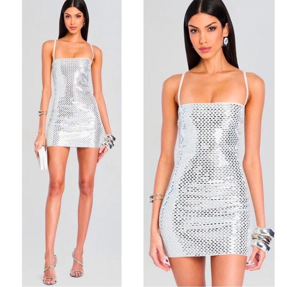 Retrofete Silver Mini Dress - Picture 1 of 9